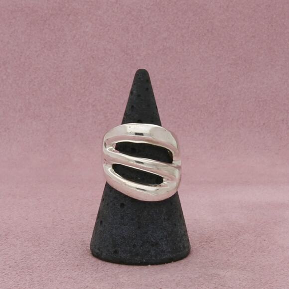 sterling silver vintage open top band ring size 7.25 - Picture 1 of 3